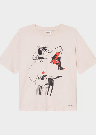 DEDICATED Vadstena T-Shirt • Star Boots Oat White