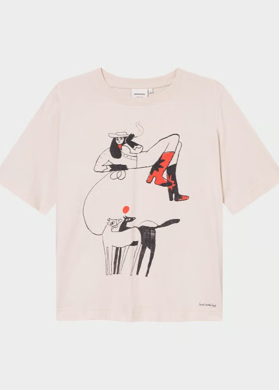 DEDICATED Vadstena T-Shirt • Star Boots Oat White
