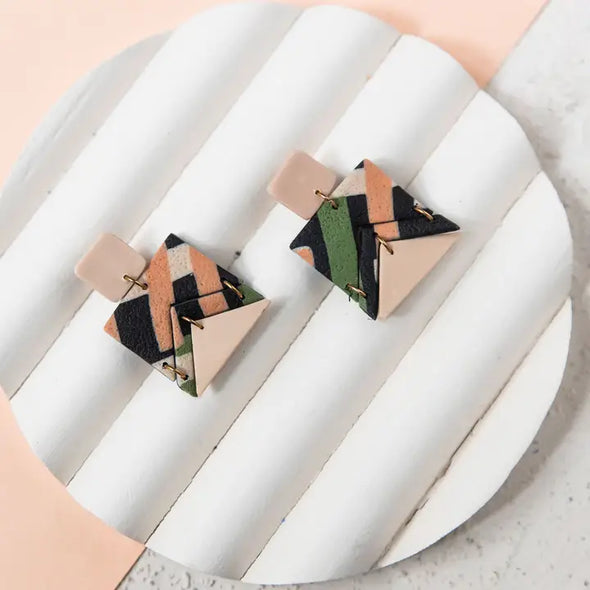 MONOMAKERY Earrings Geometric • Black White Green Pink 3