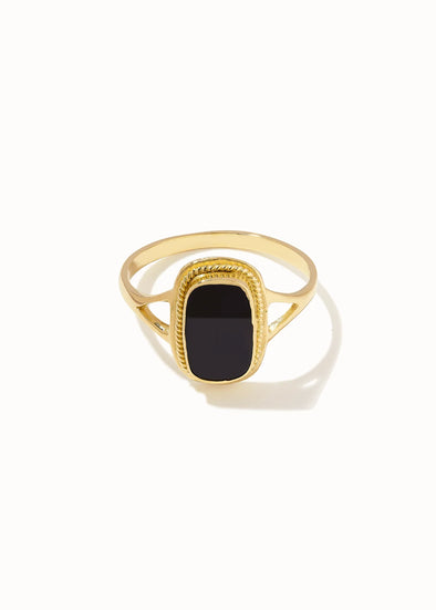 FLAWED Square Souvenir Ring Black• Gold
