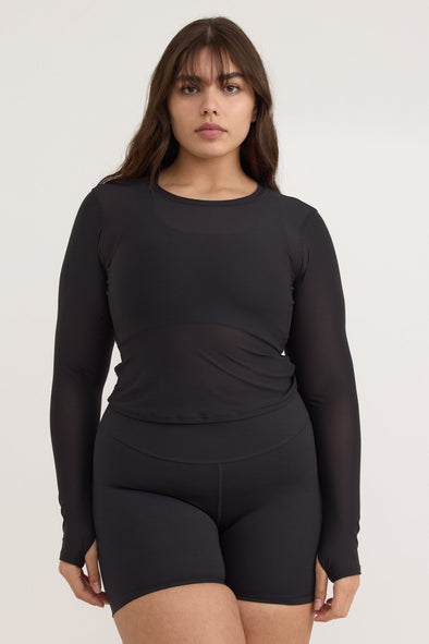 ORGANIC BASICS Active Mesh Long Sleeve Tee • Black