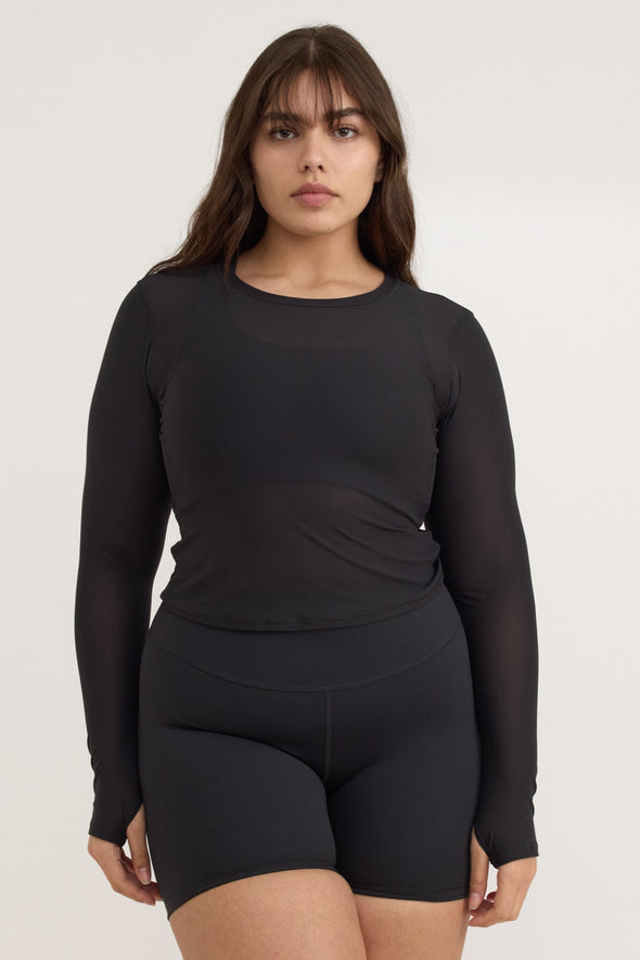 ORGANIC BASICS Active Mesh Long Sleeve Tee • Black