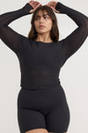 ORGANIC BASICS Active Mesh Long Sleeve Tee • Black