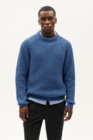 THINKING MU Neo Knitted Sweater • Klein Blue