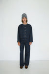 THE TINY BIG SISTER Flowers Cropped Jacket • Deep Indigo
