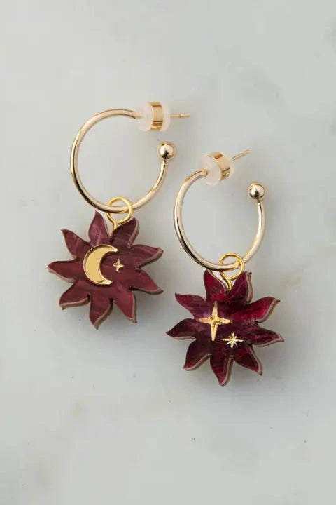 Harvestclub-Harvest-club-Leuven-pepper-you-sleepy-sun-hoop-earrings-merlot-red-marble-&-gold