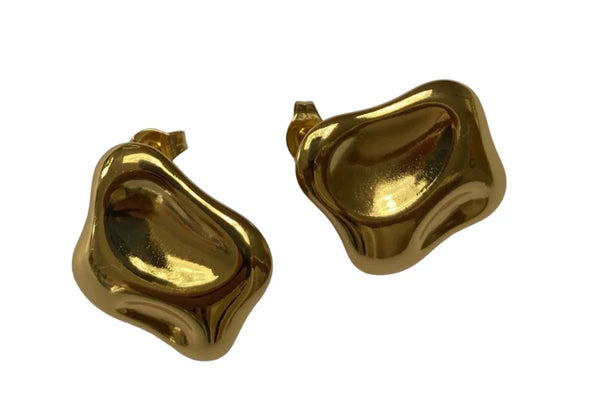 BYBJOR Organic Shape Structured Earrings • Gold