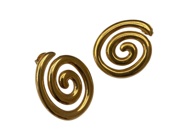 BYBJOR Spiral  Shape Golden Earrings • Gold