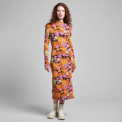 DEDICATED Rib Dress Lofta •  Flower Power Multi Color