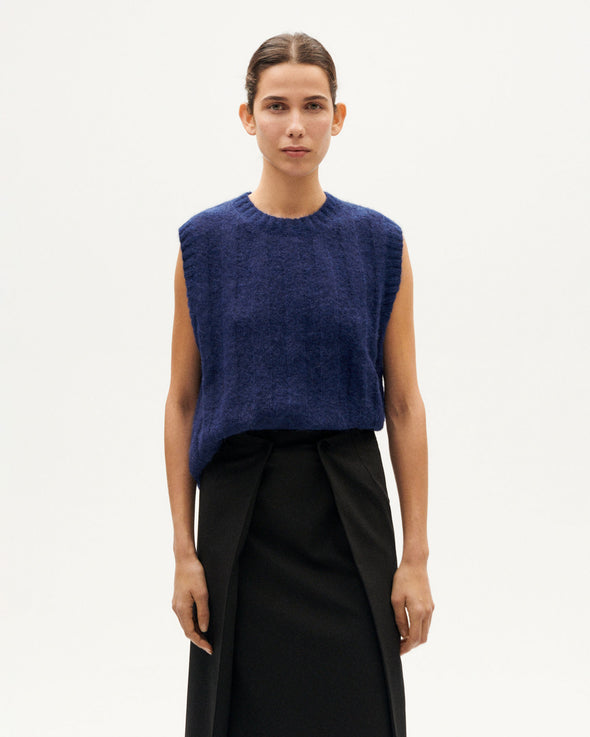 THINKING MU Kelly Knitted Vest • Klein Blue