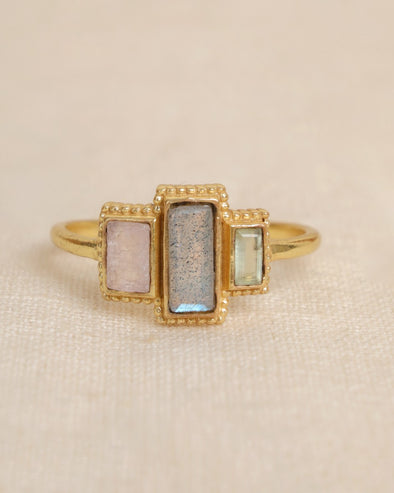 MUJAJUMA Ring Awa Rectangle Stones • Different Colors