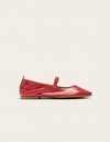 ODAJE Serra Ballerina • Pleated Leather Pink Varnish