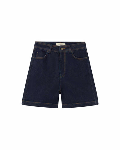 THINKING MU Clean Denim Luisa Shorts • Dark