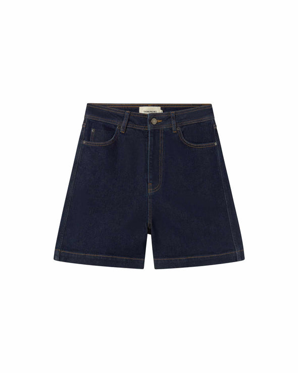 THINKING MU Clean Denim Luisa Shorts • Dark