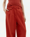 THINKING MU Hemp Pat Pants • Orange Red