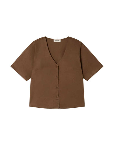 THINKING MU Hemp Libelula Blouse • Otter