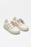 VEJA small V-10 chromefree leather • multico white • shiny