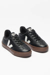 VEJA small VOLLEY leather • elastic laces • black • white • bark