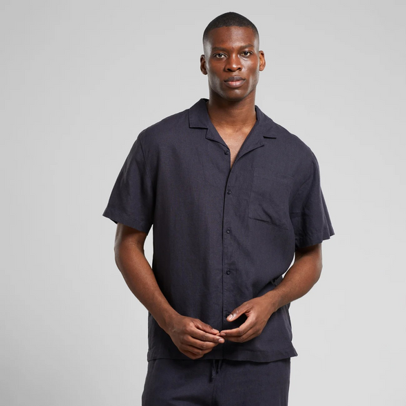 DEDICATED Marstrand Shirt • Phantom Black Linen