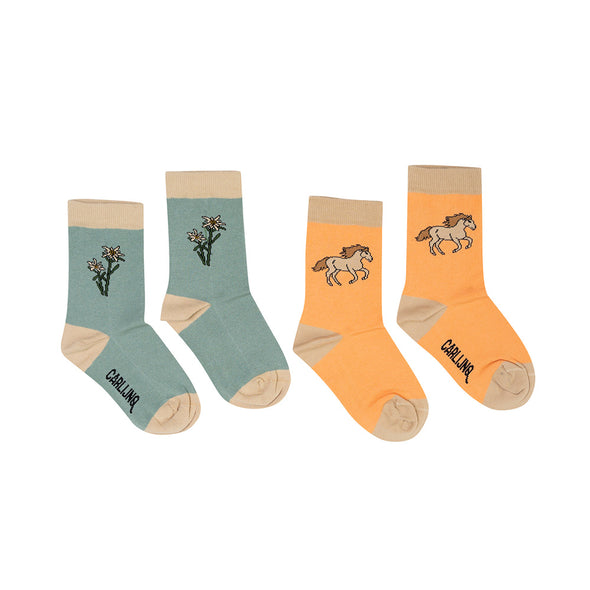 CARLIJNQ Socks Set • Edelweiss & Wild Horse