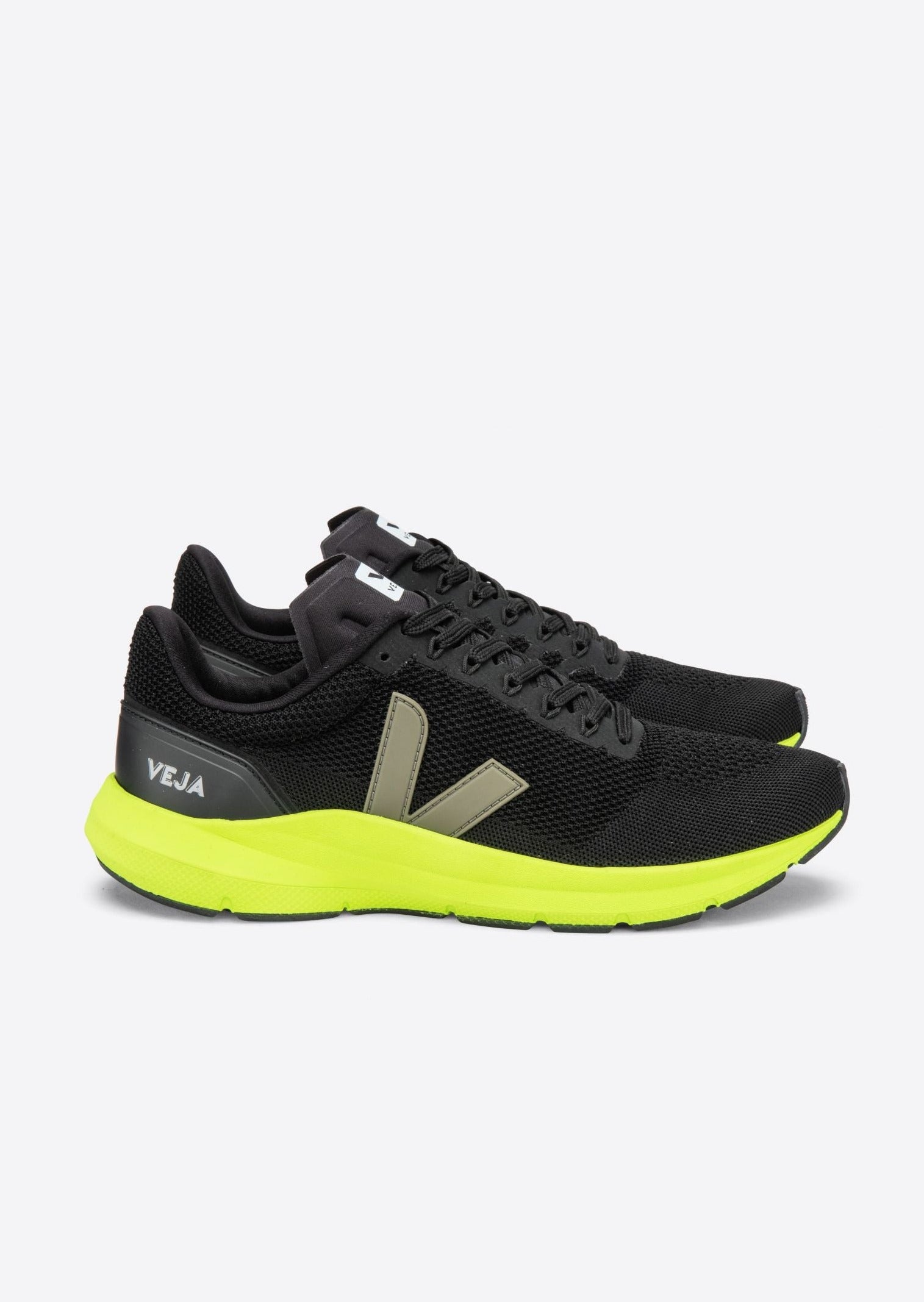 VEJA MARLIN lt v-knit • black • kaki • jaune-fluo – HARVEST CLUB