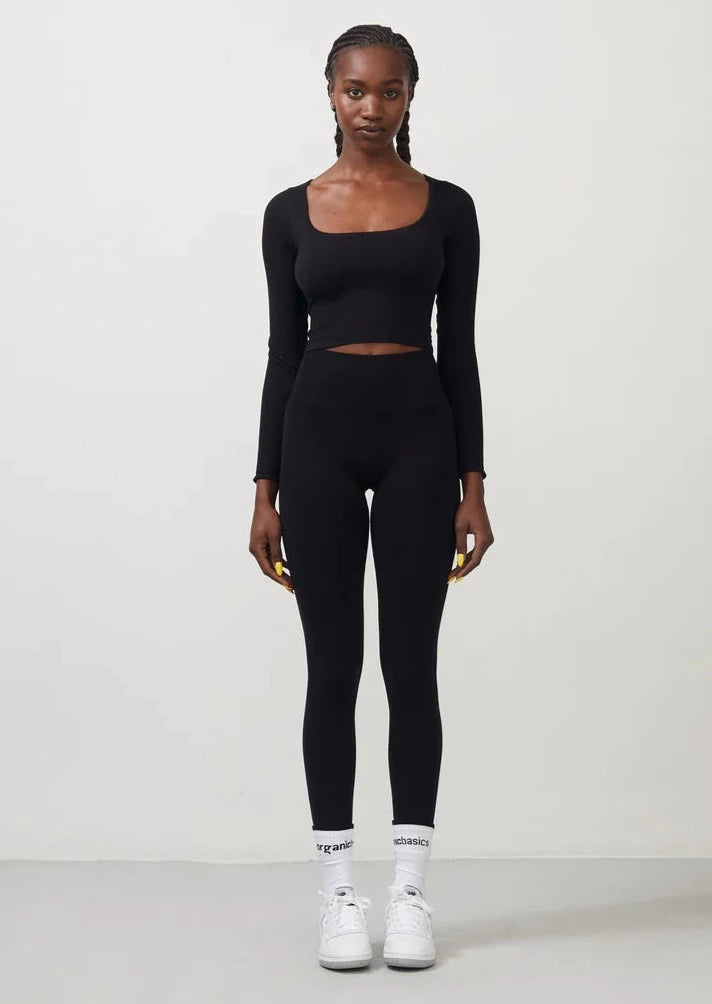 ORGANIC BASICS Organic Cotton Seamless Leggings Washed Black